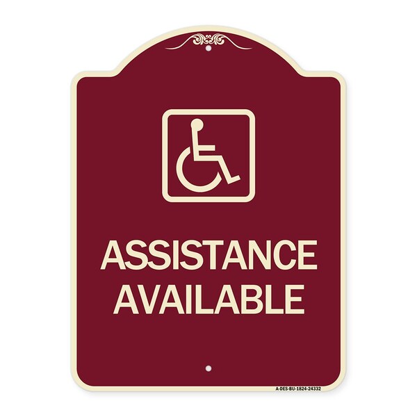 Signmission Assistance Available W/ HandicapHeavy-Gauge Aluminum Architectural Sign, 24" x 18", BU-1824-24332 A-DES-BU-1824-24332 - main